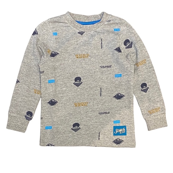 Scotch & Soda Boys Long Sleeve Printed T Shirt Gray NWT - Picture 3 of 9